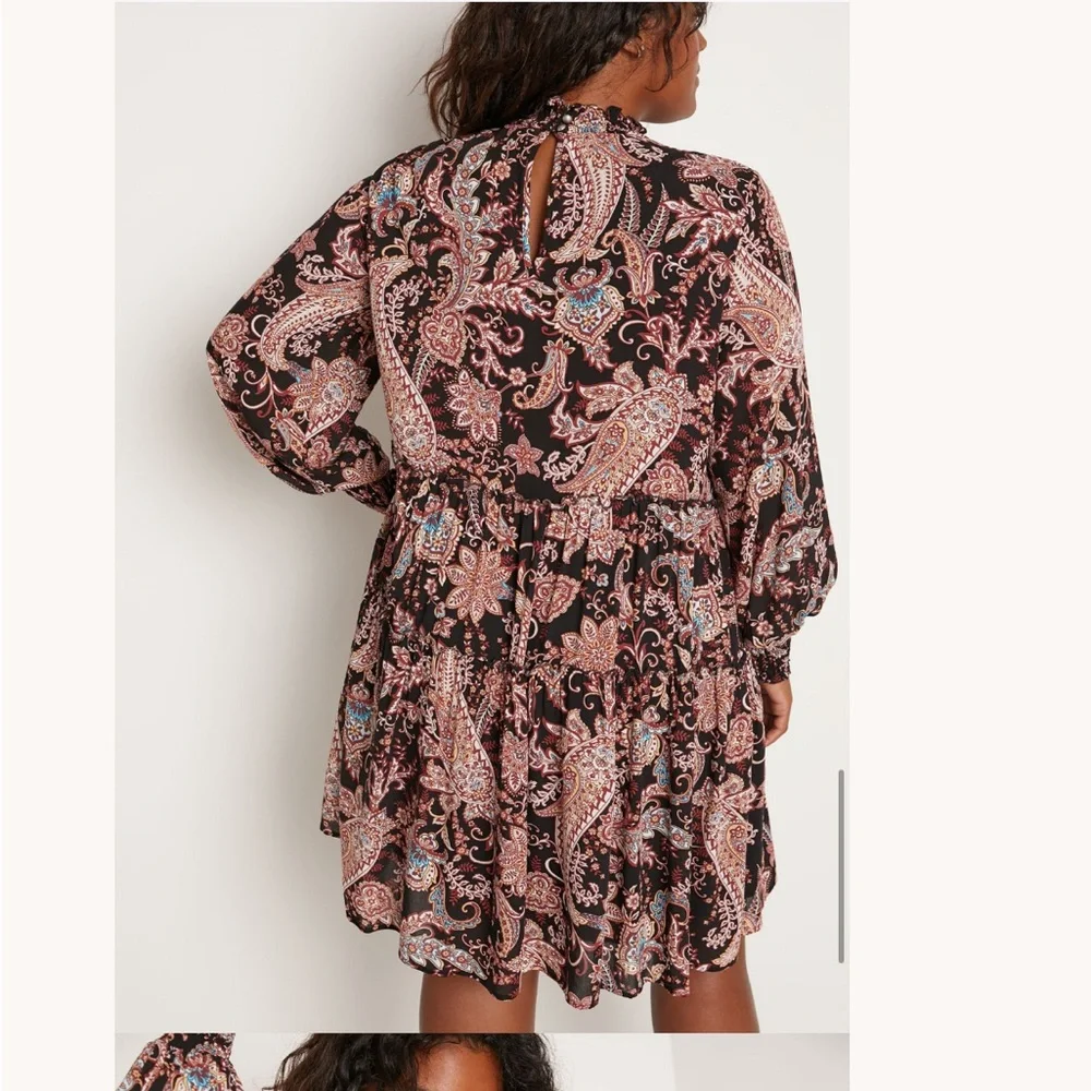 Anthropologie Smocked Neck Cady Paisley Tiered Tunic Dress XS - Picture 9 of 17
